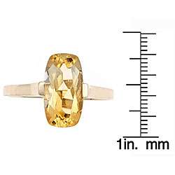 14k Yellow Gold Cushion cut Citrine Ring  