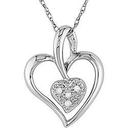 10k White Gold Diamond Heart Necklace  