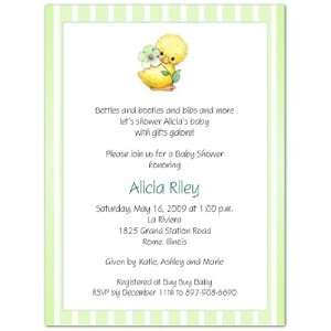  Yellow Ducky on Mint Baby Shower Invitations   Set of 20 