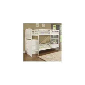   White Arch Spindle Chest End Step Twin/Twin Bunk Bed
