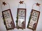 OUTHOUSE WOOD~PRIMITIVE BATHROOM SIGNS Wall Decor with HANGERS 