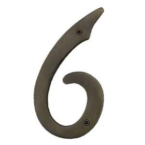  8 Solid Brass House Number 6   Antique Brass