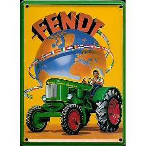  Fendt Tractors Globe metal postcard / mini sign