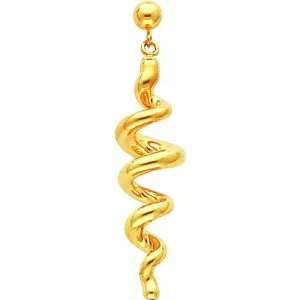  14K Yellow Gold Corkscrew Dangle Earrings Jewelry Jewelry