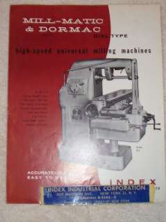 Vtg Index Industrial Catalog~Dormac Milling Machine  