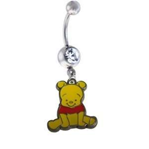   The Pooh Sitting Down Sexy Cute Crystal Belly Navel Ring Jewelry