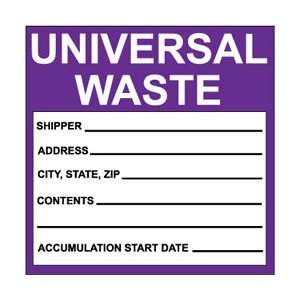 HW30ALV  Labels, Hazardous Materials Shipping, Universal Waste, 6 X 6 