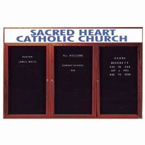   Enclosed Changeable Letter Board with Header   Cherry