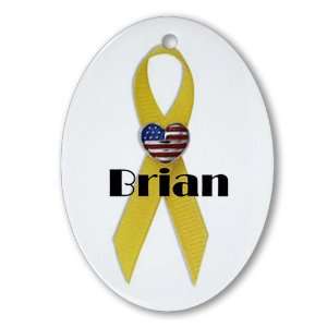 Military Backer Brian (Yellow Ribbon) Oval Ornament 