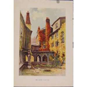   Painting By Haslehust Canons Cloisters Antique Print