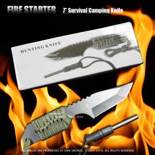 FULL TANG Fire Starter Flint Hunting Camping Knife  
