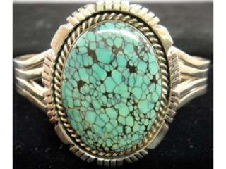   Native American Sterling & Turquoise bracelet signed by maker   TC