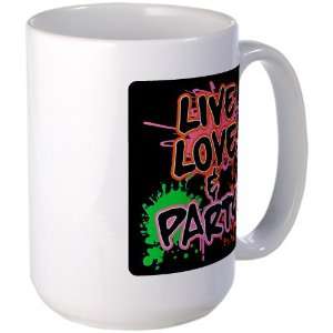  Large Mug Coffee Drink Cup Live Love and Party (80s Decor 