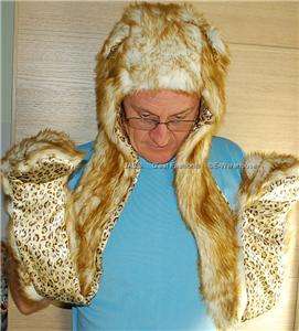 Winter Ski Trooper Trapper Cap Hat Fux Fur Animal Wolf  