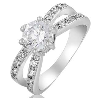 WEDDING Gift Fine Clear Topaz White Gold GP Ladies Ring Fashion 