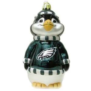  NFL Philadelphia Eagles Glass Penguin Christmas Ornament 