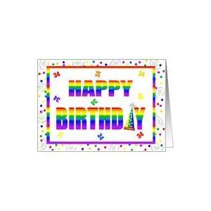   Year Old Happy Birthday Rainbow With Hat & Confetti Card Toys & Games