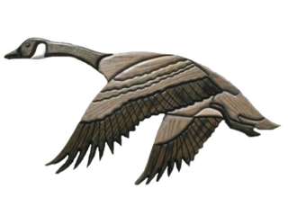 CANADIAN GOOSE Wood OAK CARVED 21x10 Wall Plaque INLAY  