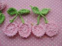 20pcs Crochet Cherry w/Leaf Applique Craft  Pink  