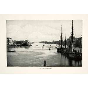  1900 Print River Amstel Amseterdam Netherlands Sailboats 