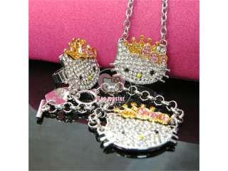 fashion crown hellokitty necklace ring bracelet set A12  