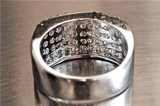 STERLING STERLING SILVER MICRO PAVE WHITE CZ WIDE BAND CIGAR RING 