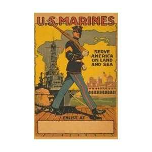  US Marines   Serve America on Land and Sea 20x30 poster 