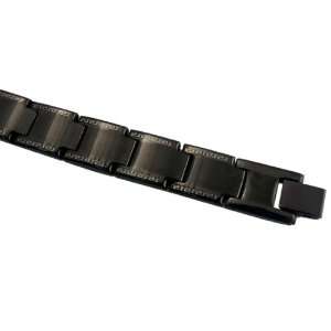 Stainless Steel Fancy Black Tone Greek Key Pattern Bracelet 1016BS