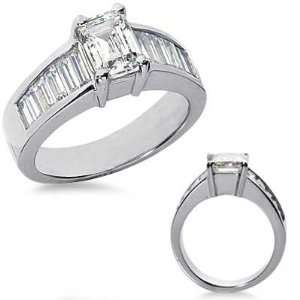  1.91 Ct.Diamond Engagement Ring with Emerald cut Side 