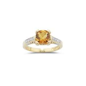  0.08 Ct Diamond & 1.06 Cts Citrine Ring in 14K Yellow Gold 