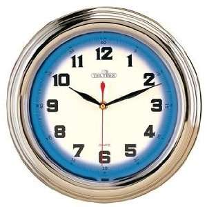    Sterling Silver Frame Blue Neon Clock SS 08302