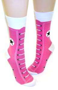 Pink n White Cute Shoe Design Novelty Socks Converse  