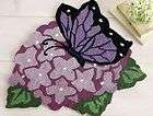 Purple Hydrangea Flower Shaped Butterfly Small Area Mat Accent Rug 