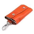   Women Men Orange Real Genuine Leather Key Case Chain Bag Holder KC03OG