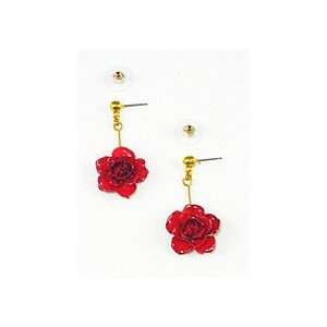  REAL FLOWER Red Earrings dipped in lacquer Everything 