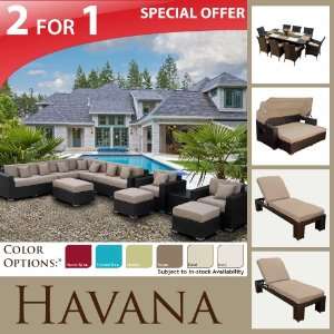  NEW 19 PC OUTDOOR SOFA PATIO FURNITURE WICKER & 2 CHAISES & SUNBED 