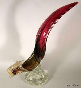Mid Century Murano Glass Pheasant Bird Figurine Set  
