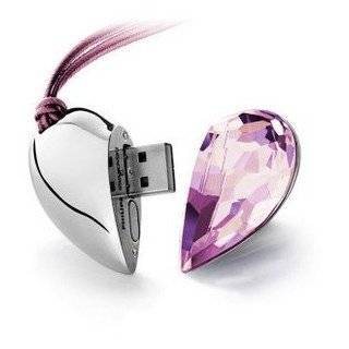 8GB Shiny Crystal Heart Shape USB Flash Drive with Necklace,light pink