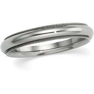   Ring. 04.00 Mm Comfort Fit Milgrain Band In Titanium Size 6.5 Jewelry