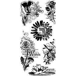 Inkadinkado Flower Sentiments Clear Stamps  