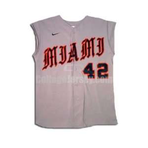  Gray No. 42 Game Used Miami Nike Baseball Jersey (SIZE 42 