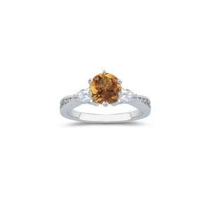  0.68 Ct Diamond & 0.85 Cts Citrine Ring in 18K White Gold 