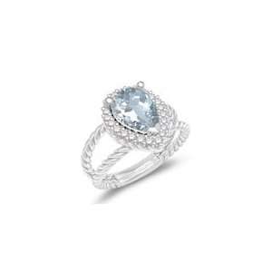  0.23 Cts Diamond & 2.03 Cts Sky Blue Topaz Cluster Ring in 