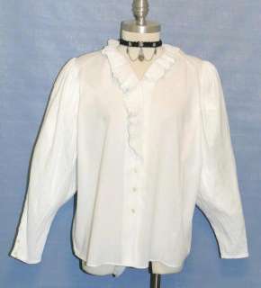 WHITE LACE Victorian Cotton Summer Trachten BLOUSE XL  
