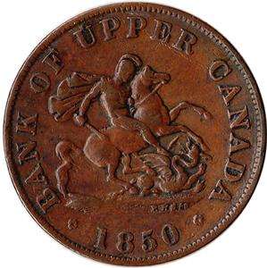 1850 Upper Canada 1/2 Penny Token Coinage St. George & Dragon KM#Tn2 