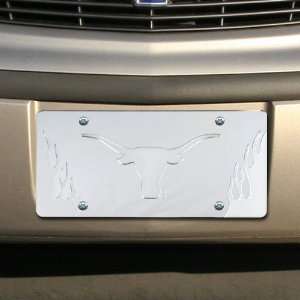  Texas Longhorns Silver Mirrored Flame License Plate 