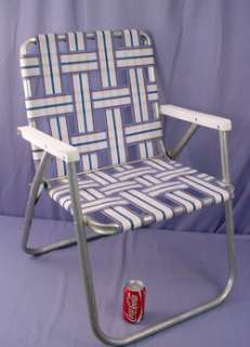 Vintage Aluminum Folding Webbed Lawn Chair Deck Camping Beach 3.5 lbs 