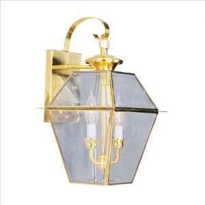   02 Westover Outdoor Wall Lantern in Polished Brass Size 23.25 H x 12