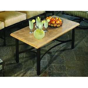   Wrought Iron 24 x 48 Rectangular Stone Patio Coffee Table Patio, Lawn