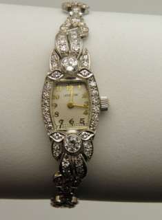 Lecoultre Womens Diamond & Platinum Art Deco Watch  